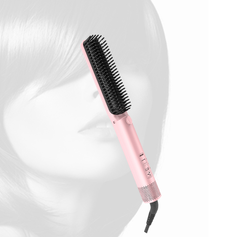 Bidisco 1-Inch Semi-Automatic Electric Hair Straightening Brush Airflow Styling Tool for Enhanced Hair Smoothness