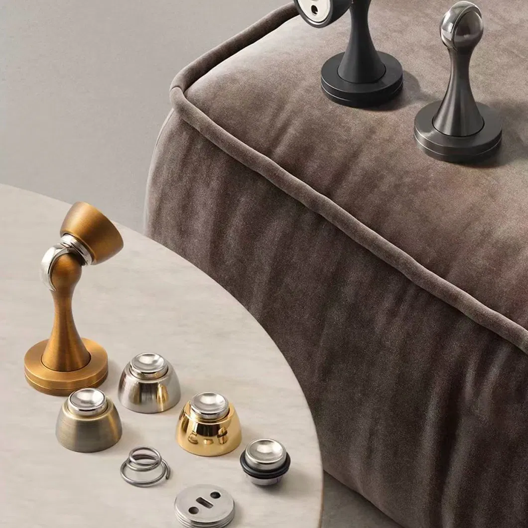 Matte Black Strong Magnetic Zinc Alloy Door Stopper with Minimalist Curved Form and Solid Round Base for Wall or Floor Mount - Wenzhou China Ds-02-012