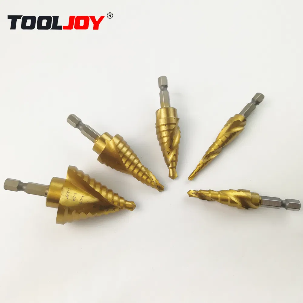 Tooljot 5PCS Step Drill Bit Saw Set Titanium Milling Cutter 4-12 3-12 4-20 4-32mm for Woodworking Metal Core Hole Opener