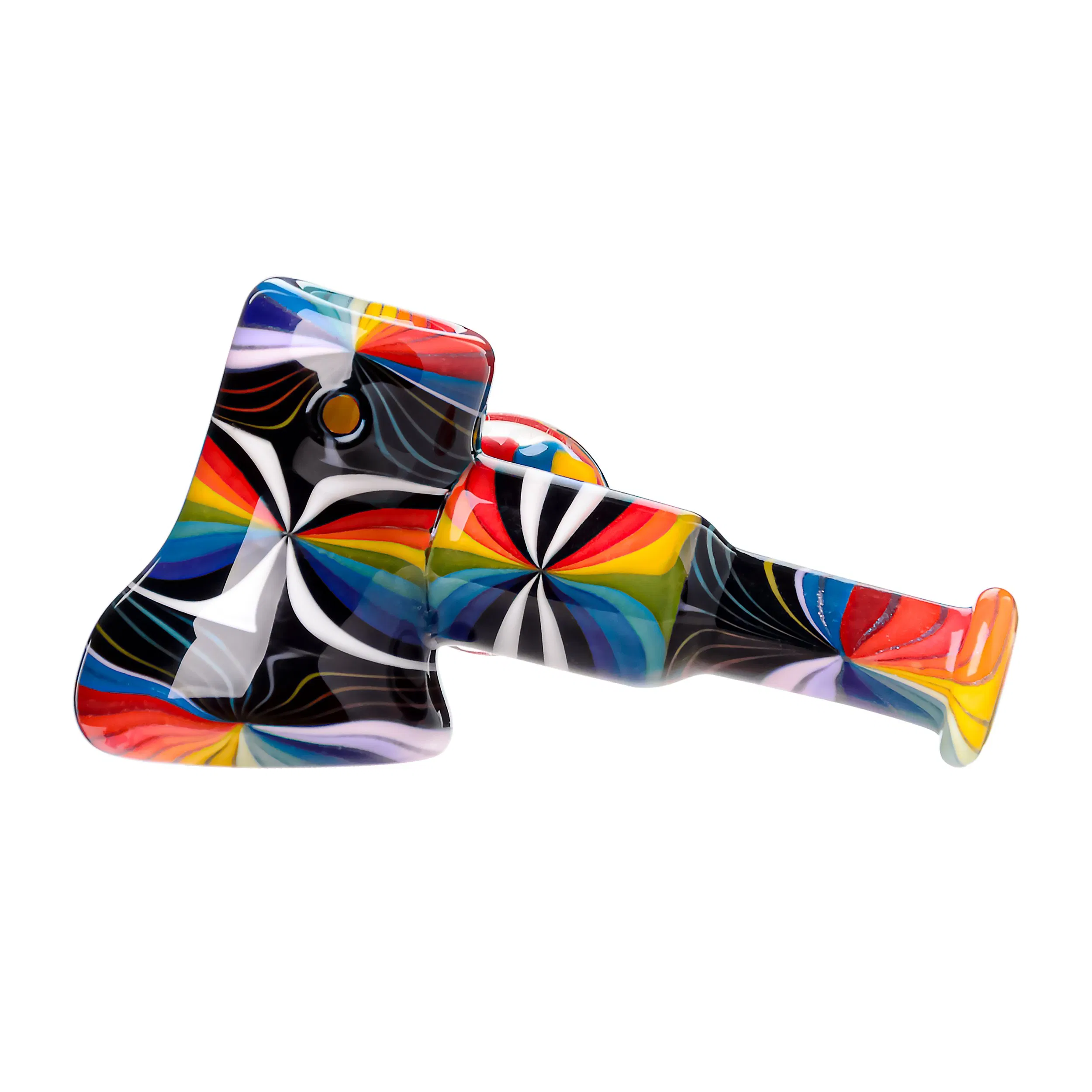 Glass Smoking Pipe Wig Wag Hammer-Shaped with Marble Dry Glass Hand Pipe