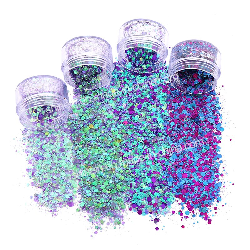 Bulk Assorted Colors Polyester Chunky Glitter Powder Holographic Makeup Face Body Glitter