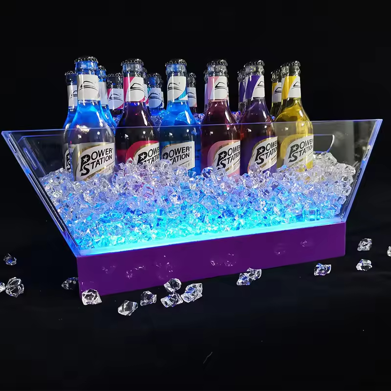 Acrylic Rechargeable LED Bottle Presenter Nightclub Lounge Bar Flashing Wine & Beer Ice Bucket