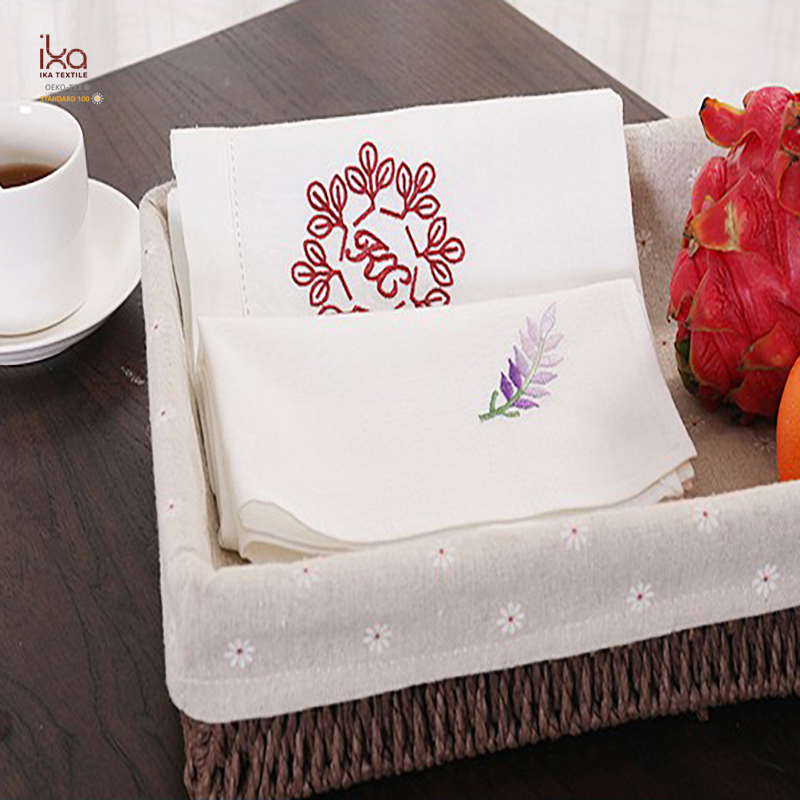 Restaurant Table Party Wedding Beverage Decoration Color Personalized Lunch Natural Printed Cloth Eco Friendly Custom White Linen Napkins