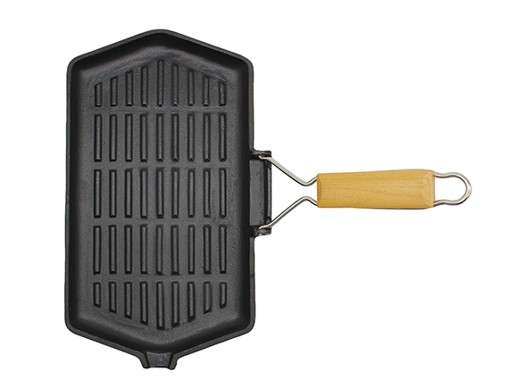 Pre-Seasoned Cast Iron Grill Pan with Foldable Handle