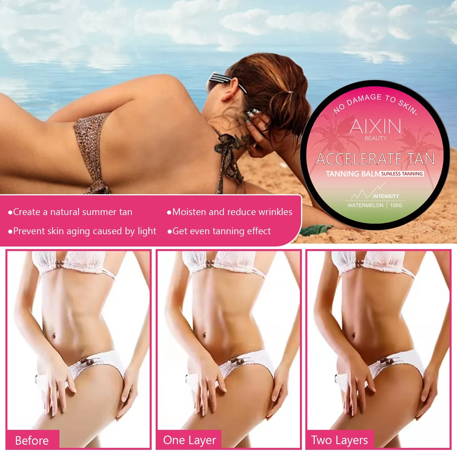 Beauty Skin Care Product Accelerate Tan Dark Sunbed Pineapple Watermelon Tanning Cream Cosmetics