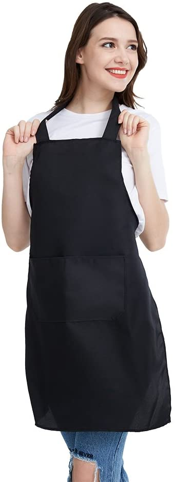 Bib Apron Waterdrop Resistant with 2 Pockets, Unisex Cooking Kitchen Aprons for Chef Couple BBQ Painting