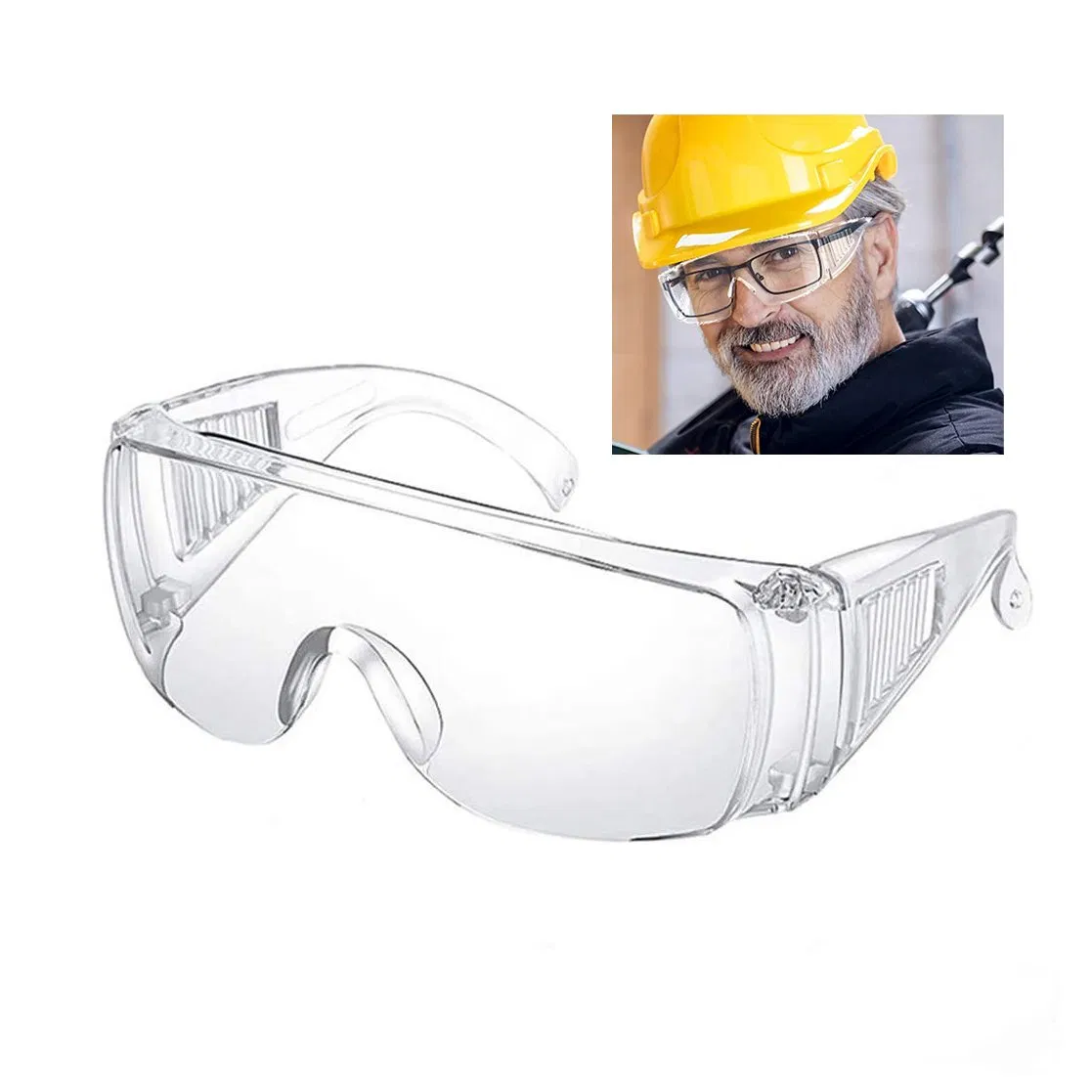 Ustomize Sports Eyewear Transparent Clear Plastic Windproof PC Frame Safety Glasses