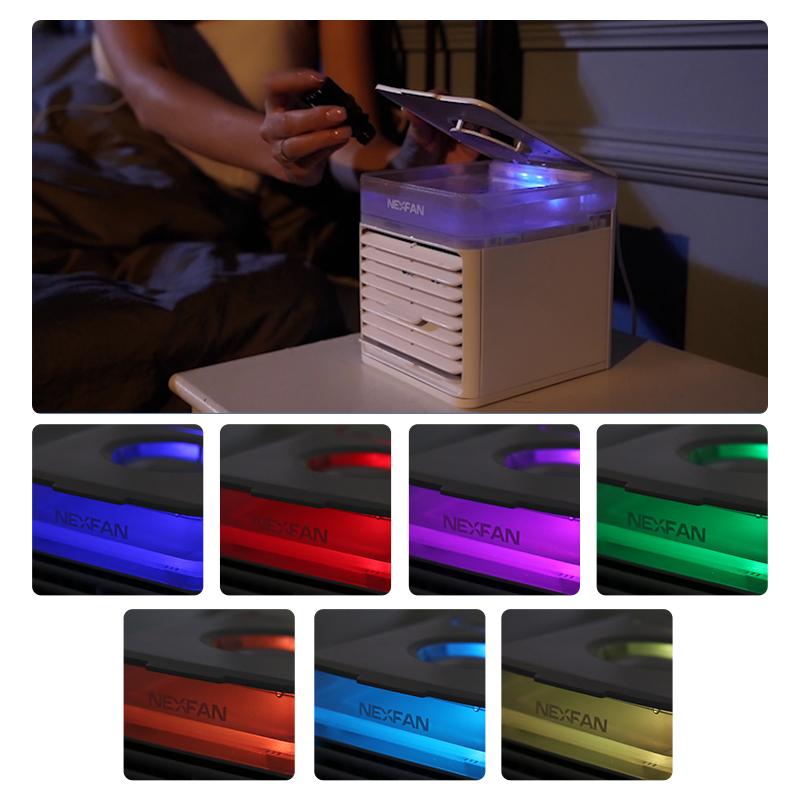 Best Selling Portable Mini Fan Air Cooler USB Small Air Conditioner with 7 Colors LED Lights