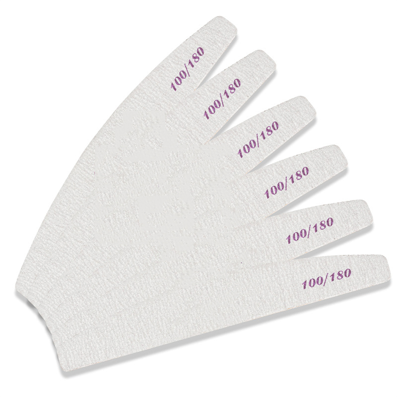 High Quality 100/180 Emery Double Sides Half Moon Shape Nail Files Buffer