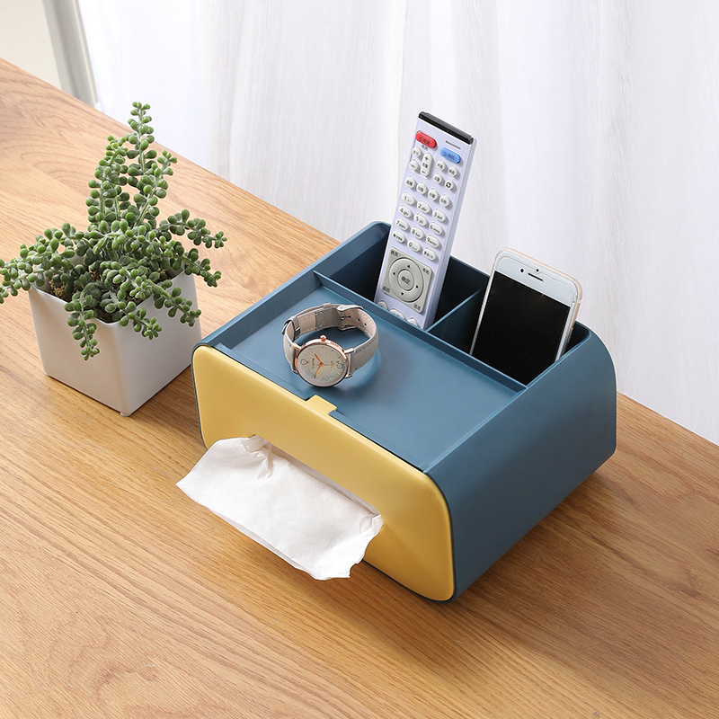 Nordic Style Creative Multifunctional Desktop Pumping Box, Home Cute Remote Control Tissue Storage Box