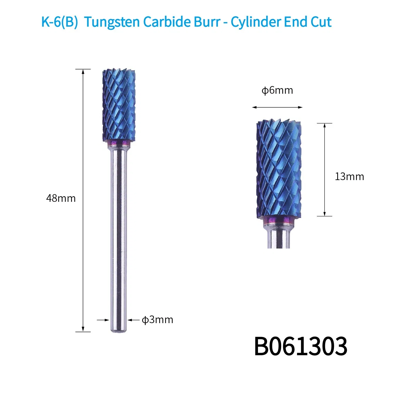 3mm X 8PCS/Set Blue Nano Coating Top Quality Tungsten Carbide Wood Metal Carving Rotary Burr