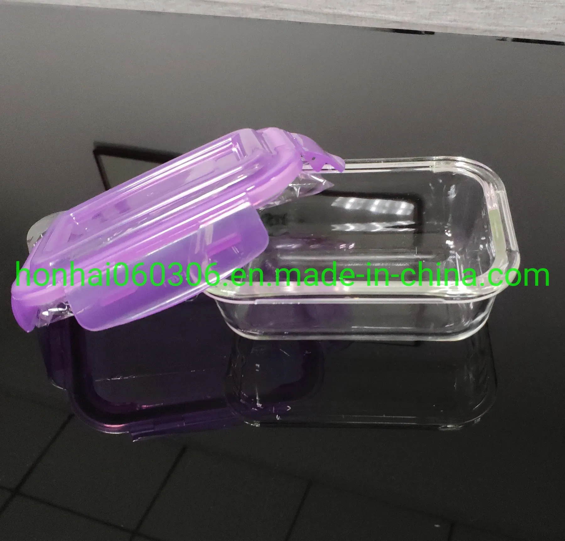 Smart Seal Leakproof Glass Rectangle Food Storage Container with Wood Lids