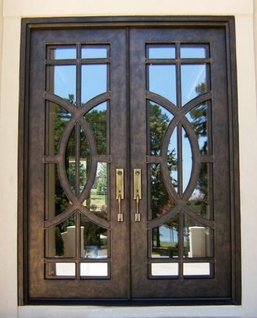 Pre-Hung Heavy Duty Luxury Grilled Pattern Villa External Door Wrought Iron Door