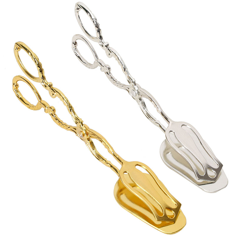 Gold and Silver Alloy Food Tongs Hotel Restaurant Kitchenware for Serving Bakery Dessert Restaurant Buffet Tools