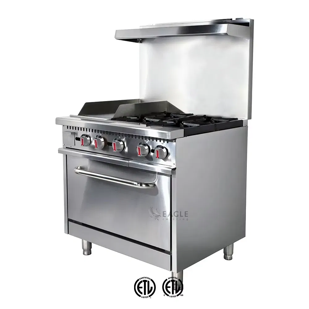 Commercial American Type 36\" ETL Approved Kitchen Machines Gas Range 6 Burners Standard Oven Cooker Gas Stove for Restaurant