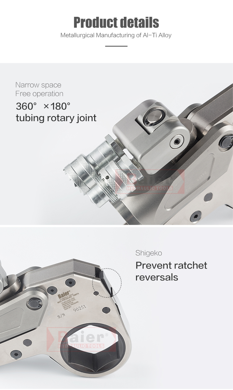Hexagon Cassette-Type Hydraulic Torque Wrenches Ultra Low Profile Hollow Torque Wrench Bolting Tools