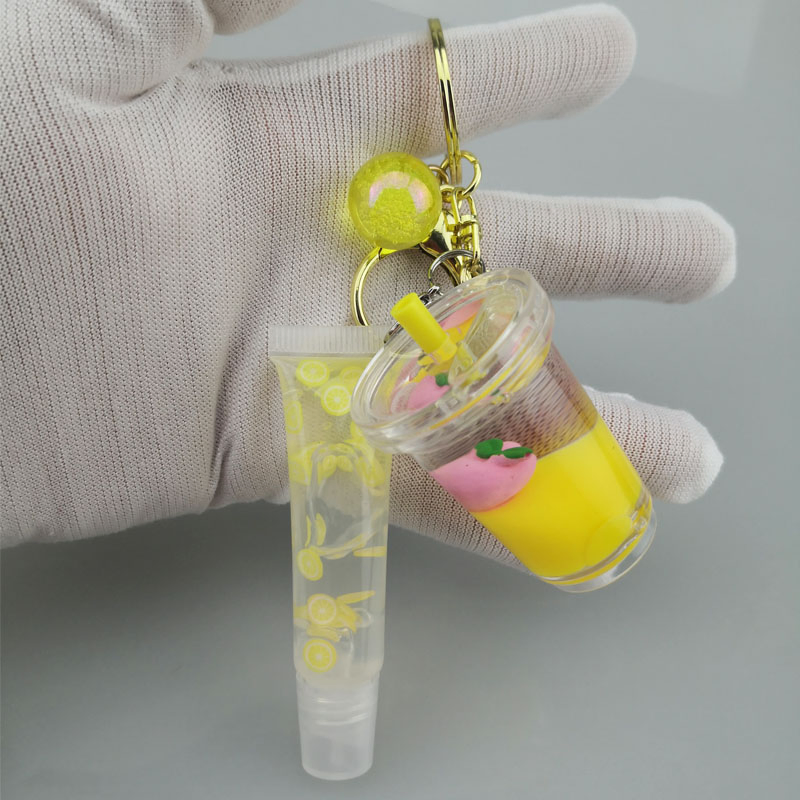 OEM Keychain Lip Gloss Moisturizing Fruit Lemon Clear 5g
