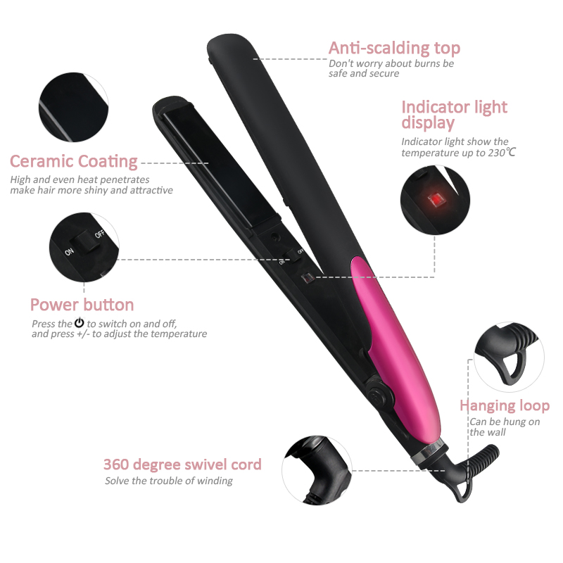 Custom Digital Flat Iron Black Hair Extension New Crimp Auto-Shut off Function LCD Display Hair Straightener