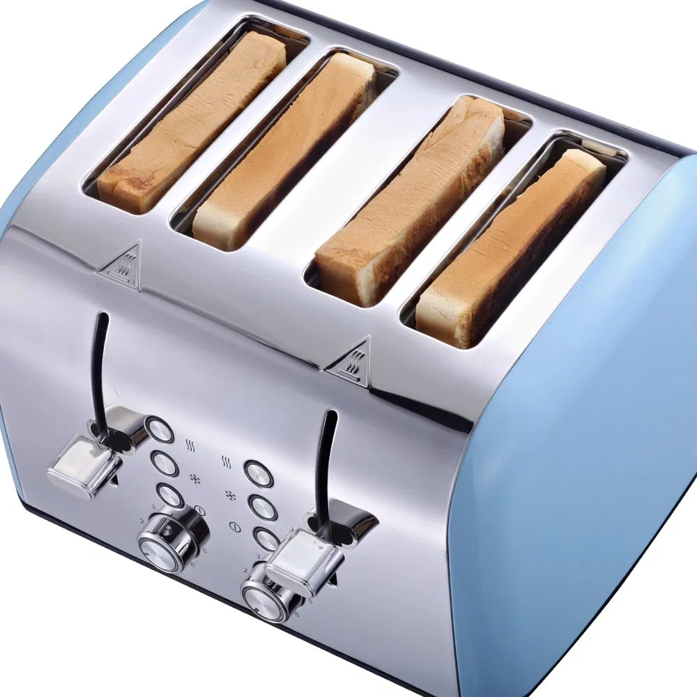 New Design Hot Sell Sandwich Electric 4 Slice Stainless Steel Bread Toaster with 6 Bread Shade Setting Wide Slot