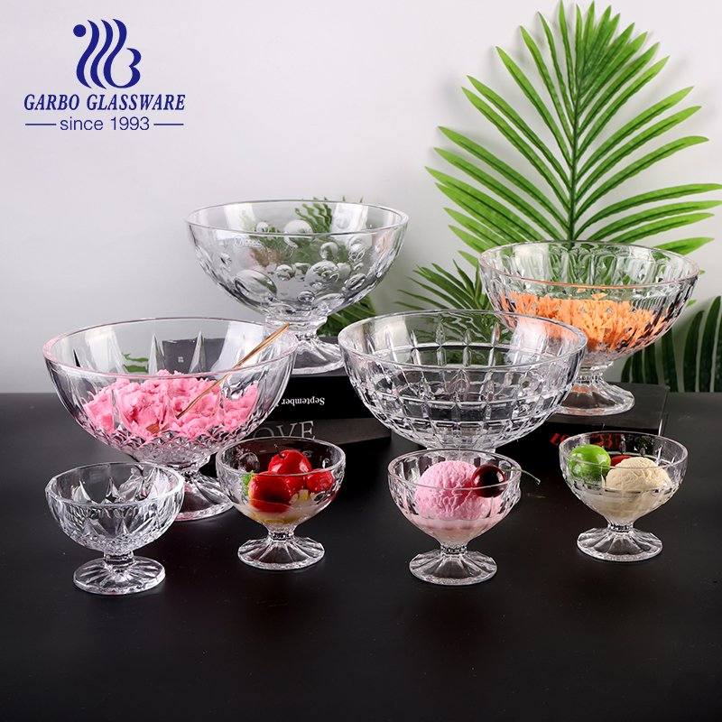 7PCS Transparent Glass Salad Bowl Set 1 Big 6 Small Capacity Fruit Bowl Set