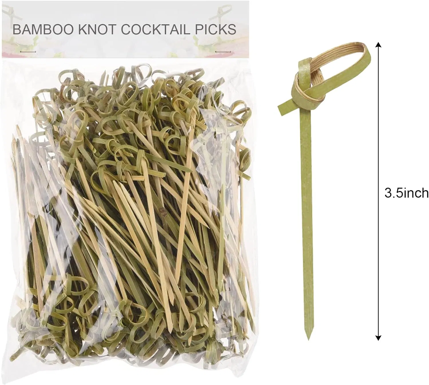 Bamboo Tea Knotted Knot Skewers Picks for Cocktails Red Fruit Skewer Knot Pick Loop Skewer