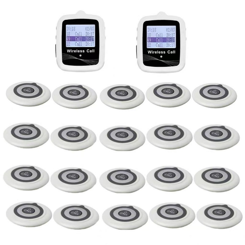 20 Buttons 2 Watch Pagers Wireless Calling System Voice Broadcast