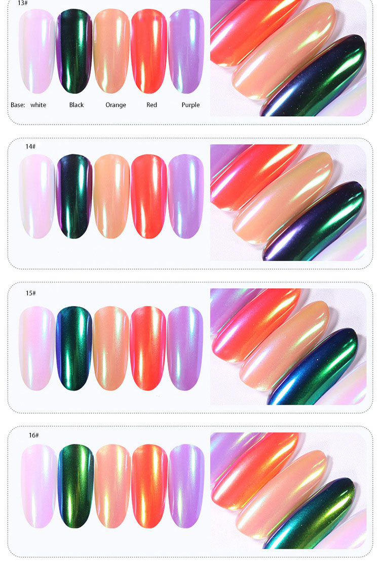 Wholesale High Grade Colorful Rainbow Chrome Pigment Nail Aurora Neon Powder