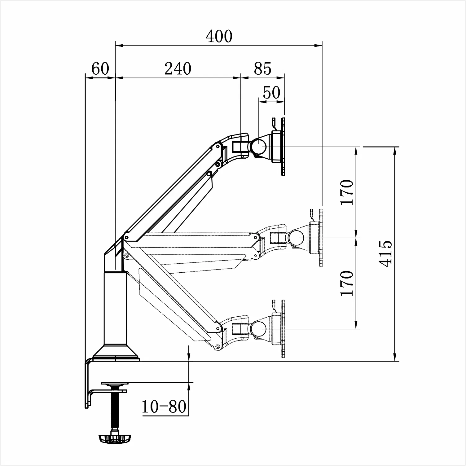 Кронштейн для монитора Weise из авиационного алюминия