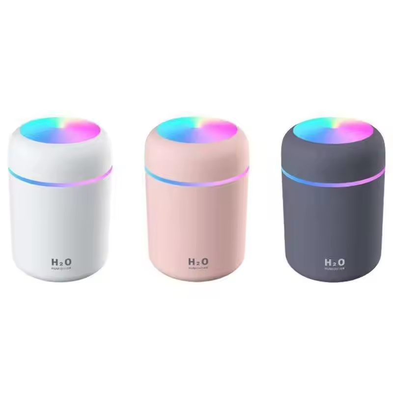 Portable Mini LED Light Cup Spray Humidifier 300ml Spray Mist Double Wet Aroma Essential Oil Diffuser H2O Car Air Humidifiers