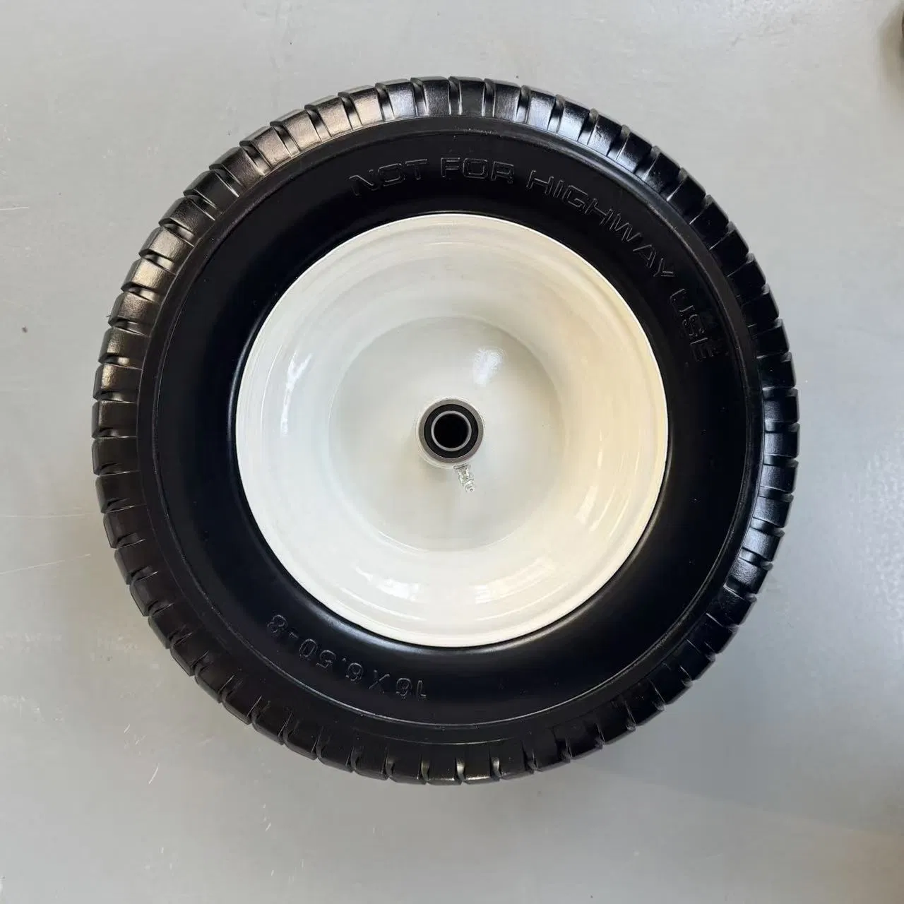 Flat Free 16X6.50-8 Lawn Mower Tire with 1 Inch Bearing, 3-6"Center Hub 16X6.50-8 Tire and Wheel Lawn Tractor Front Assembly Replacement Lawn