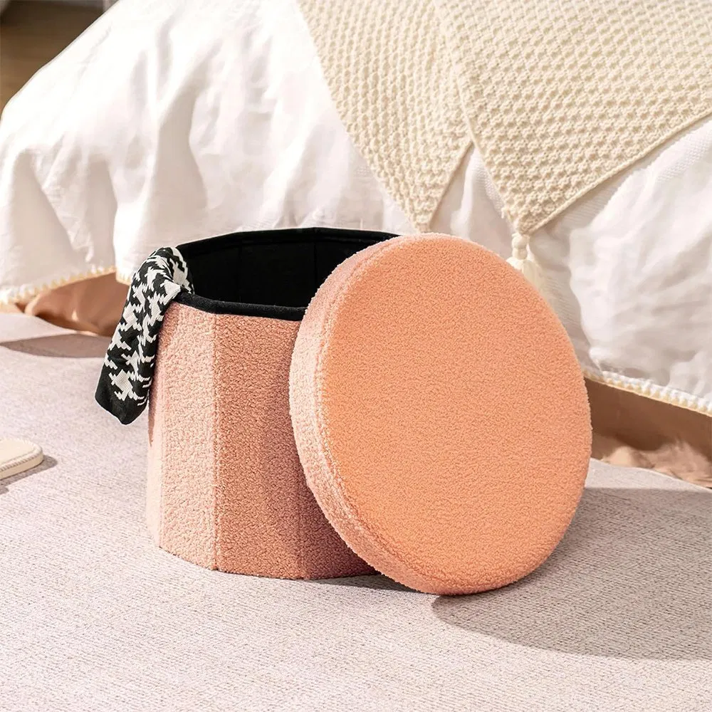 Hot Selling Velvet Folding Storage Ottoman Cube with Storage Footrest