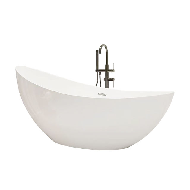 Proway White Acrylic Freestanding Bathtub Hot Tub for Bathroom