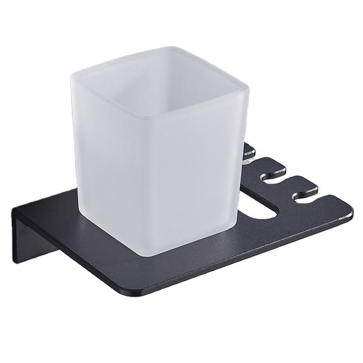 Aluminum Single Glass Cup Toilet Toothbrush Holder Dispenser Toothbrush Storage Rack