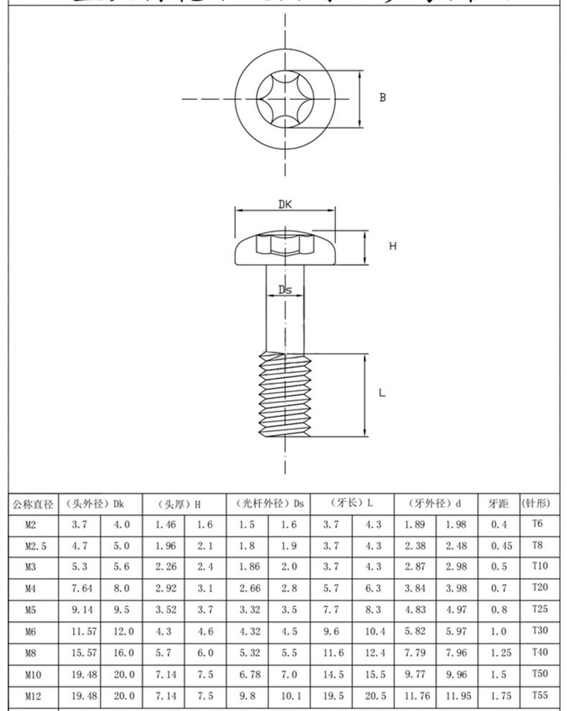 M2m3m4m5m6 Stainless Steel 304 Torx Drive Pan Head Captive Screw