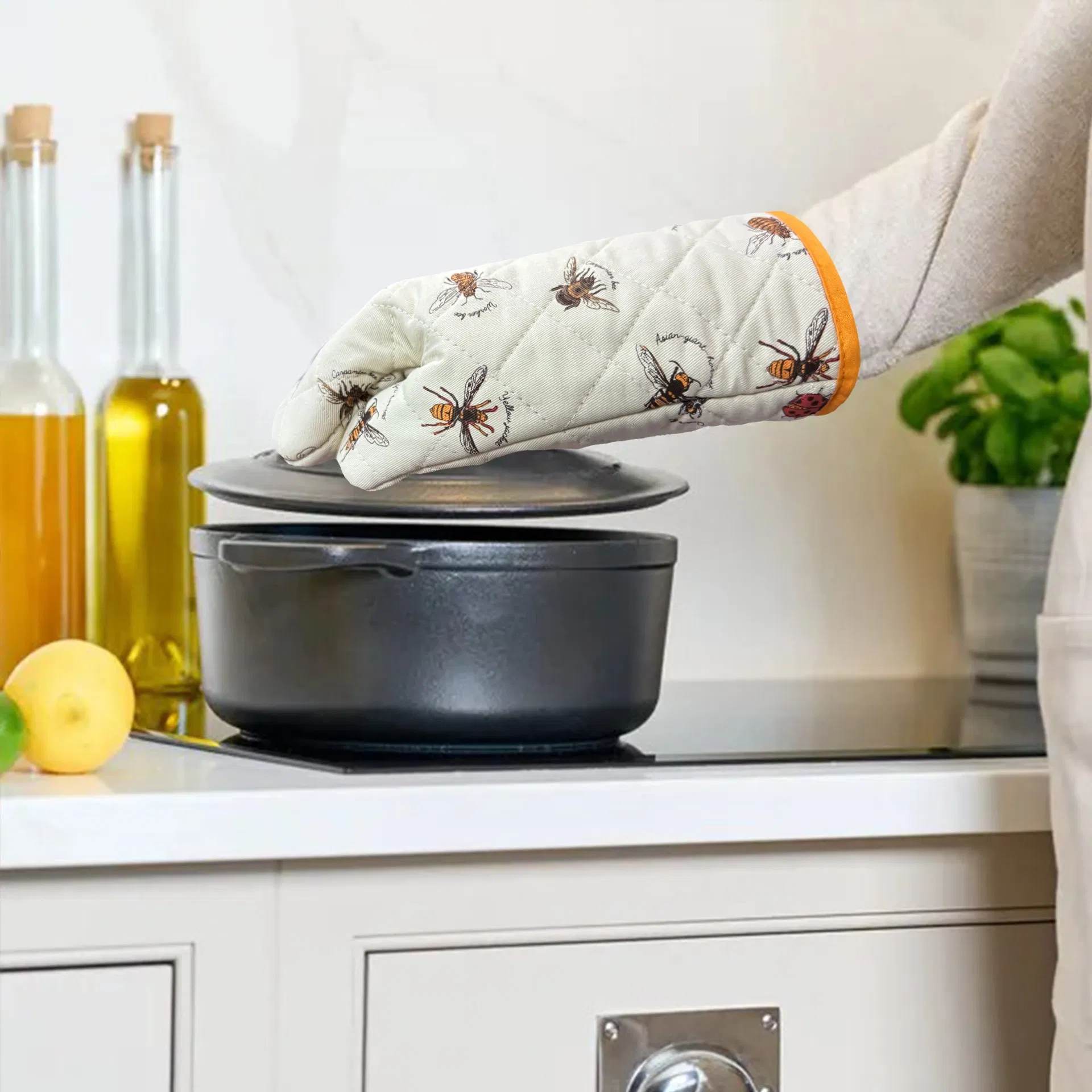 OEM Custom Print Pure Cotton Oven Mitts Glove Oven Supplies