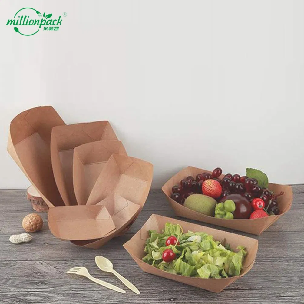 Versatile Kraft Paper Tray Suitable for Both Hot Foods and Cold Salads