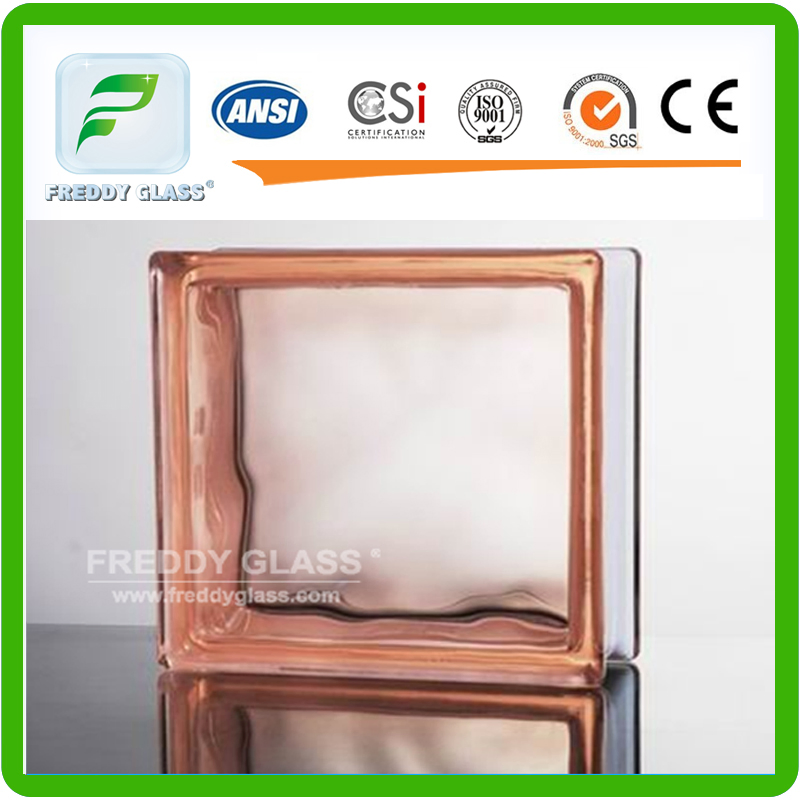 Pink Cloudy Glass Block/Glass Brick with Size 190*190*80mm