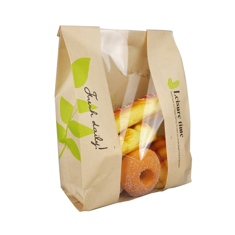 Bread Packaging Kraft Paper Bags Oil Proof Donut Baguette Paper Bread Bag