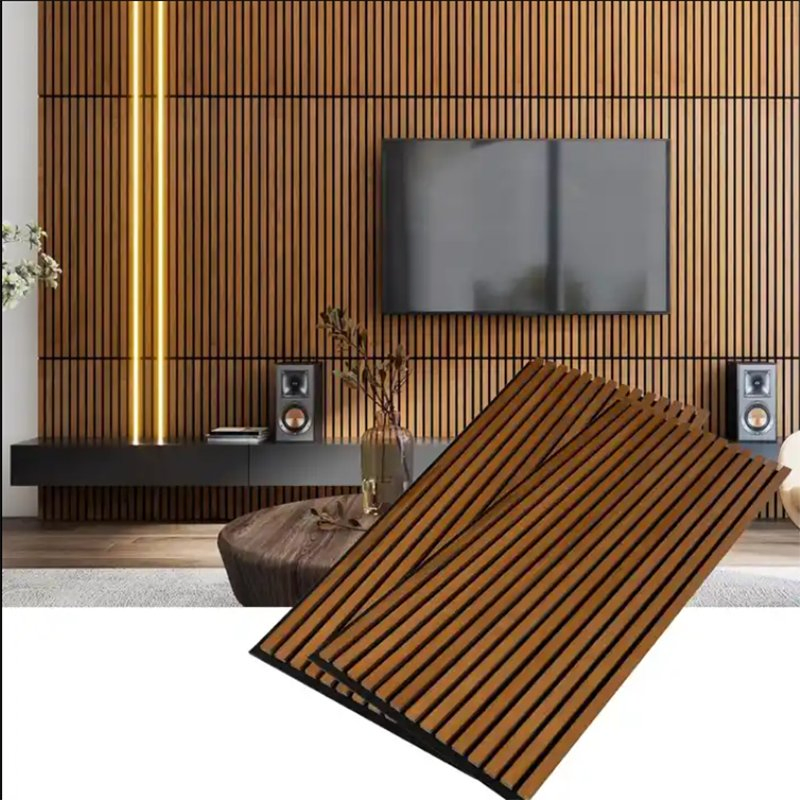 Absorbing Wood MDF Industrial Slat Veneer Pet Felt High Density Acoustic Panel