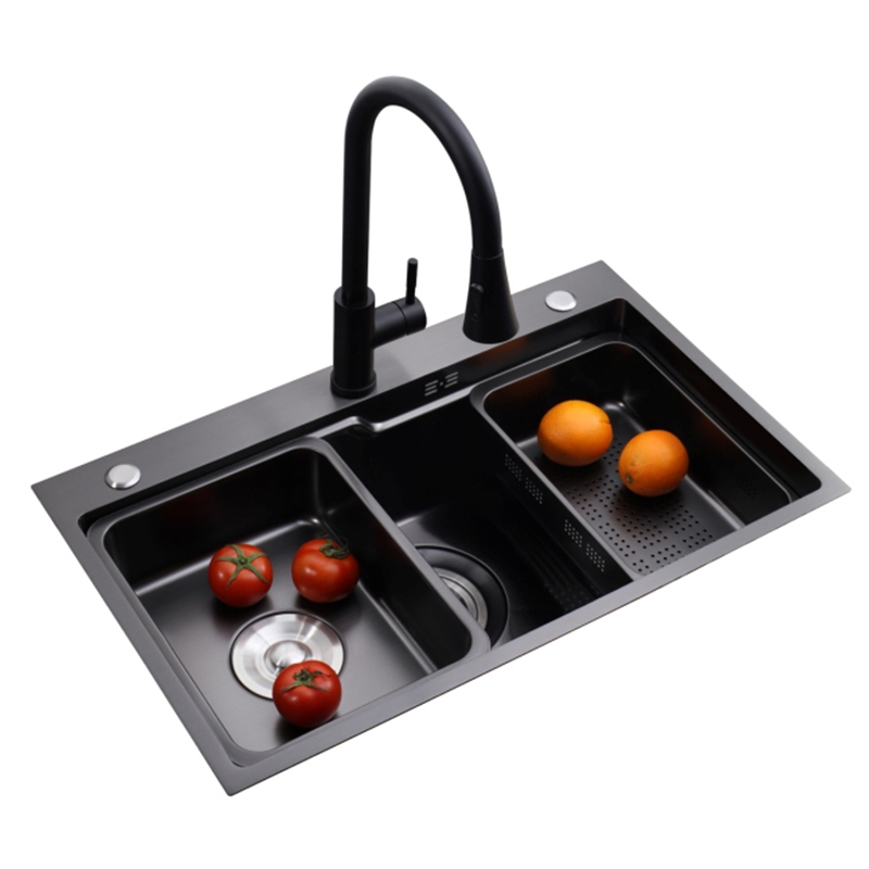 Custom Nano Black Large Single Bowl Stainless Steel Kitchen Sink with Faucet
