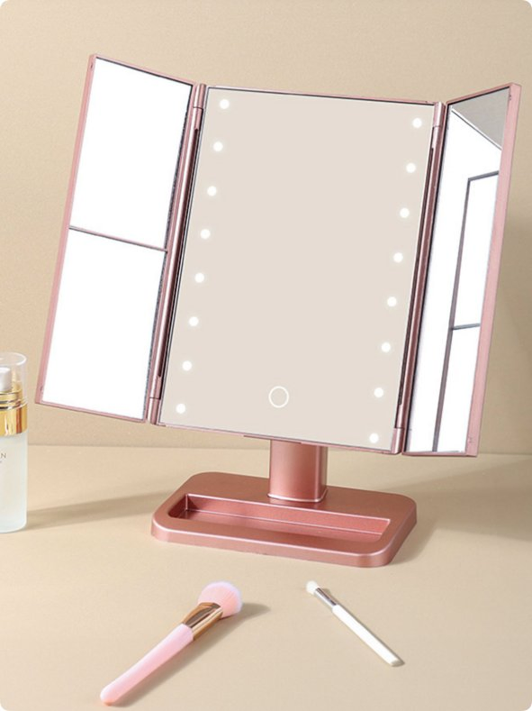 Hot Selling Touch Screen Trifold Vanity LED Desk 1X 2X 3X Magnifying Make up Vanity Mirror