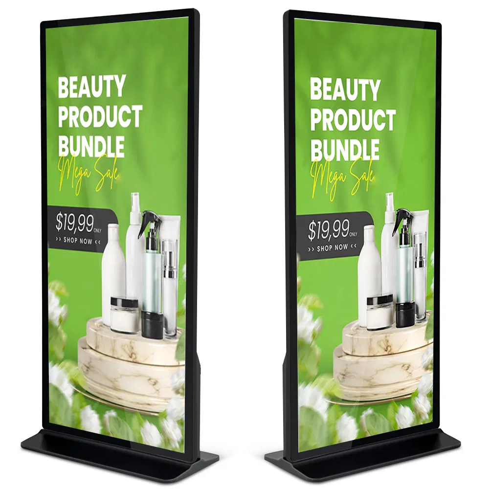 Aiyos 86 Inch Indoor Digital Kiosk Android OS Optional Windows Full Screen Digital Signage for Museum Malls Restaurant Hospital Resort