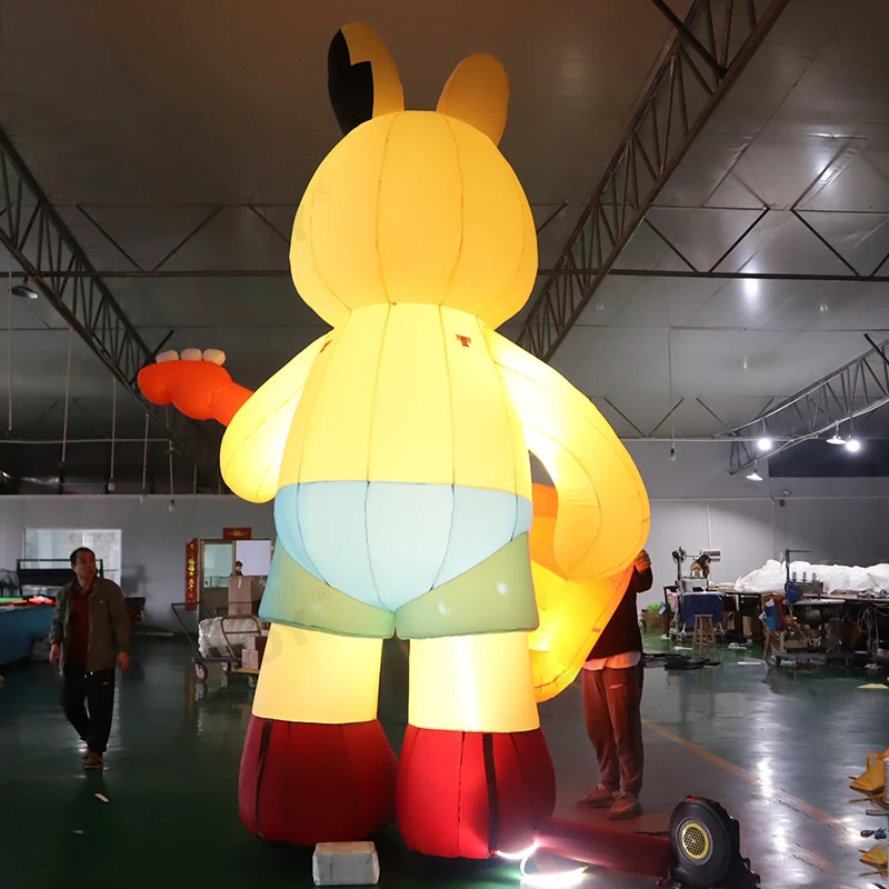 Boyi Custom Giant Inflatable Rabbit Girl Advertising Inflatable Cartoon Rabbit with Guitar
