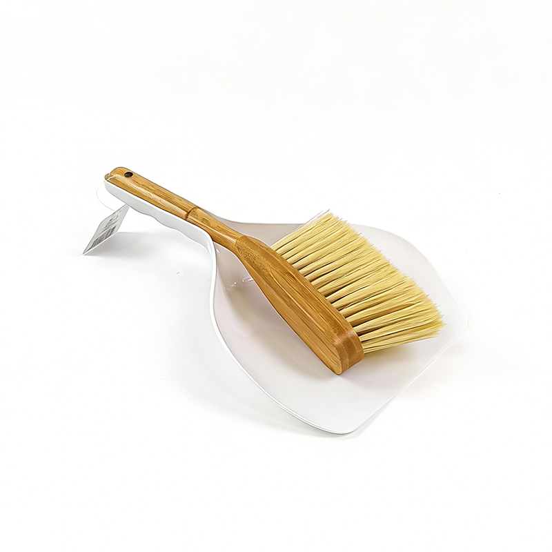 Mini Bamboo Dustpan and Brush Set - Soft Bristle Hand Broom for Desktop/Kitchen Countertop Cleaning