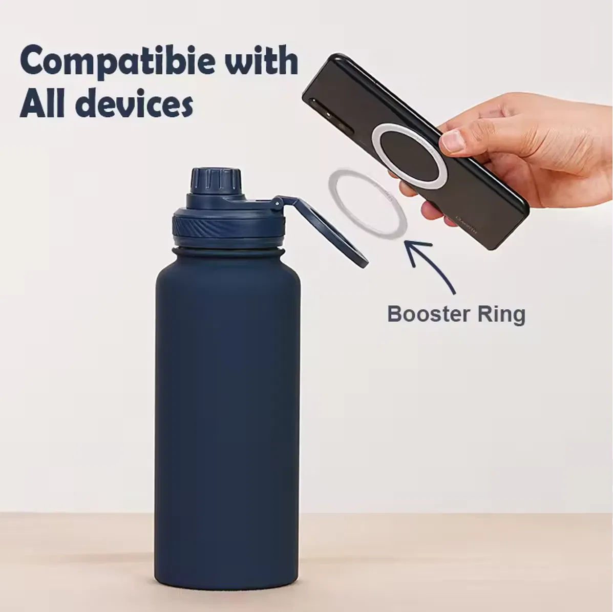 1L Double Wall Stainless Steel Insulated 32oz Magnetic Ring Water Bottle
