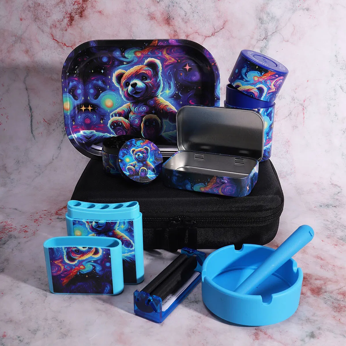 Cartoon Smoking Sets Herb Grinders Rolling Tray Glass Water Pipe Smoke Accessories Kits