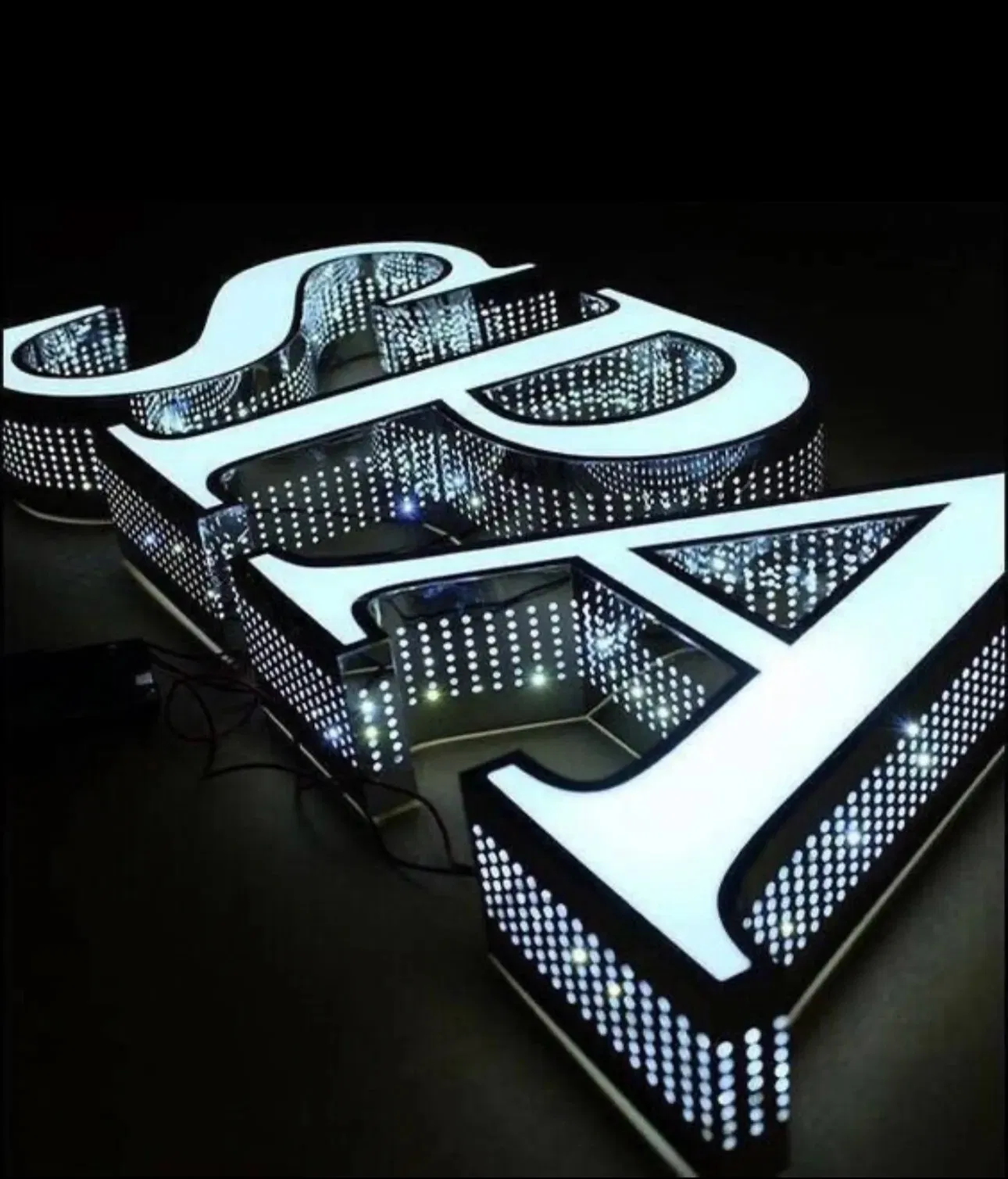 Illuminated Punched Slot Letters Mirror 3D Logo Signage