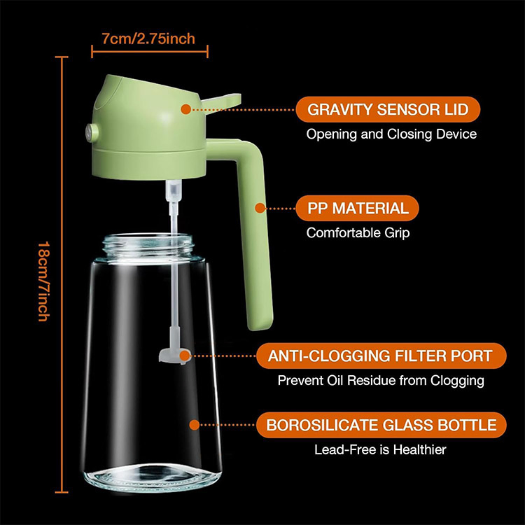 Hot Selling Glass Olive Oil Pump Sprayer Bottle 450ml Baked BBQ Oil Dispenser Bottle