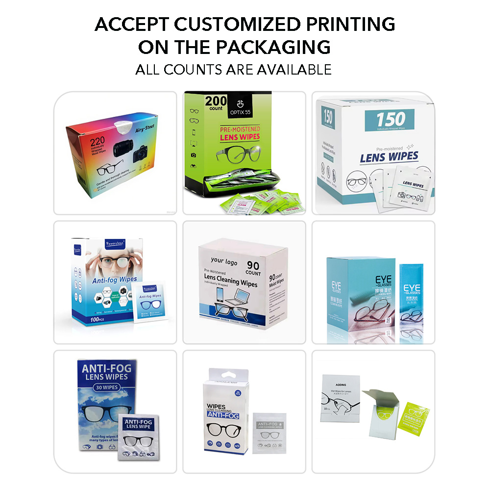 OEM/ODM Anti Fog Lens and Screen Cleaning Wipes Eco-Friendly Wet Lens Wipes