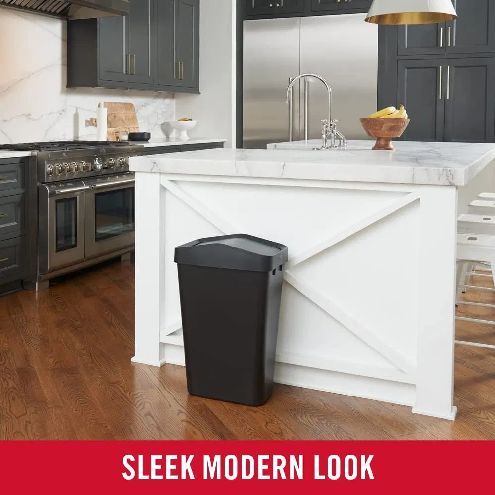 Swing Top Home Kitchen Easy Access Disposal and Slim Modern Trash Can